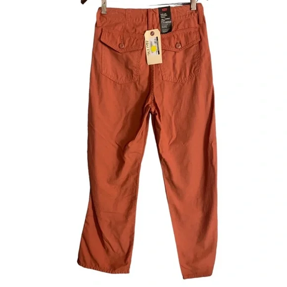 Levi’s Women’s Ribcage Straight Ankle Jean Burnt Orange Size W26 L27 Casual - Picture 5 of 6